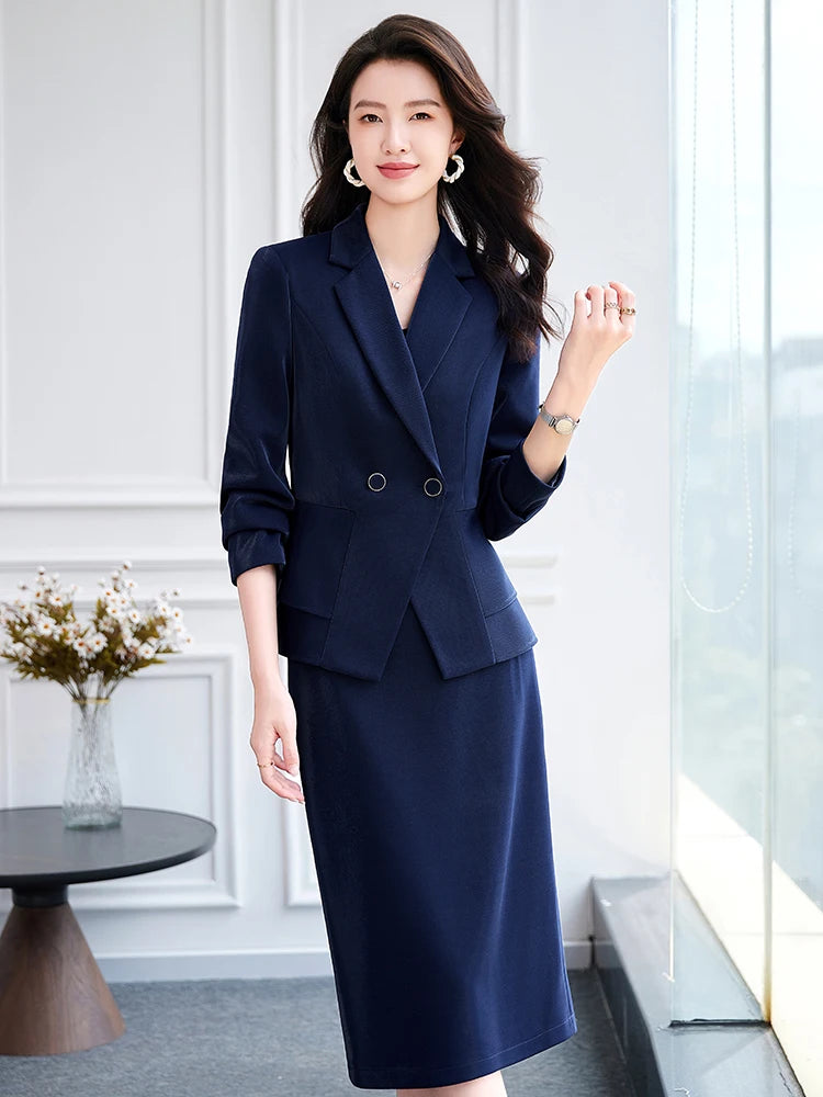 NAVIU High Quality Slim Fashion Career Work Wear Suits With Jacket And Skirt Elegant Professional Business Work Blazer Outfits