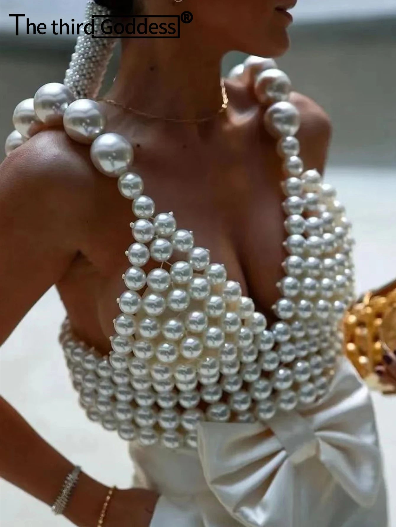 Sexy see through halter pearl corset crop top women 2025 summer festival outfit beach club party top cropped tanks womens tops