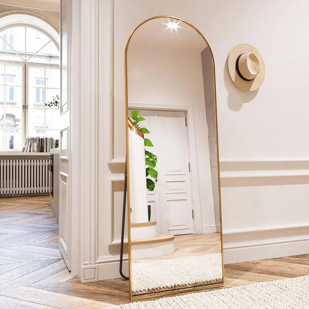 64x21 Arched Full-Length Mirror, Gold Finish