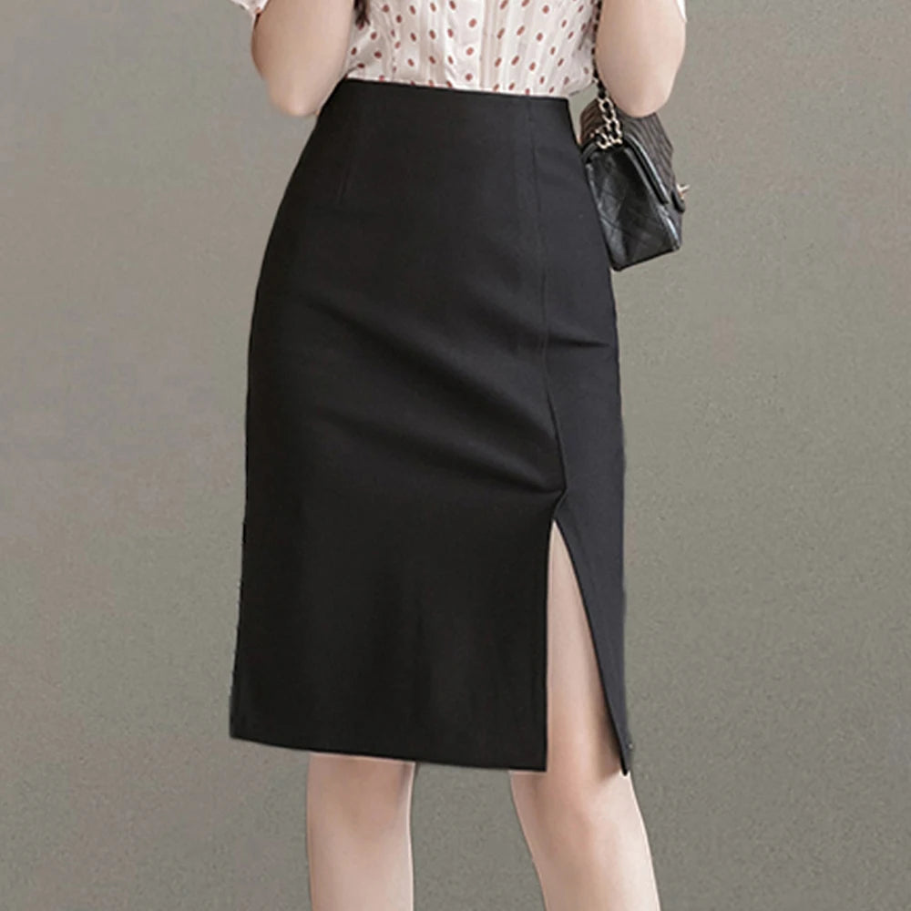 Elegant All-Match High Waist Slim Women Skirts Simple OL Style Office Lady Pencil Skirt Female Classic Vintage Wrap Bottoms