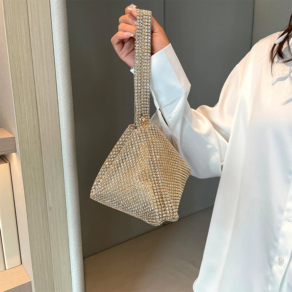 Glitter Evening Dinner Clutch Bag Women Lady Stylish Evening Bag Rhinestone  Large Capacity Underarm Bag Everyday Shoulder Bag