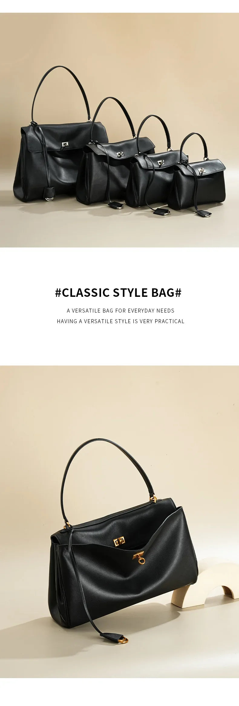 Rodeobag leather handbag, single shoulder crossbody bag, large capacity women's commuting high-end tote bag