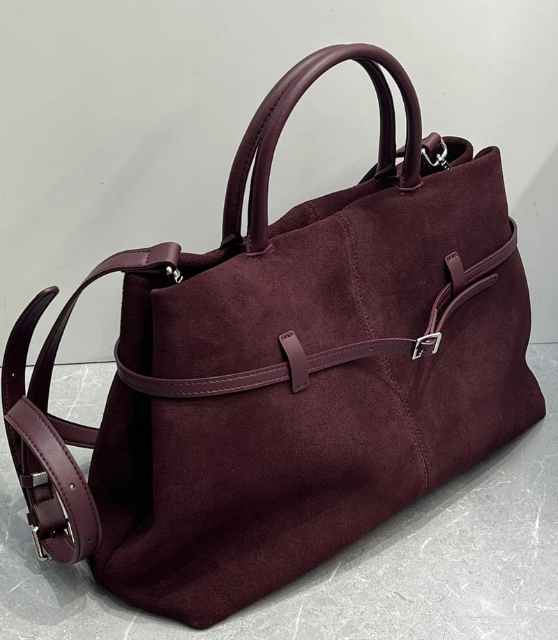 Genuine Leather Le Cambon 35 Tote Bags For Women Luxury Designer Handbag And Purses 2024 New In Cowhide Belt Top Handle Shoulder