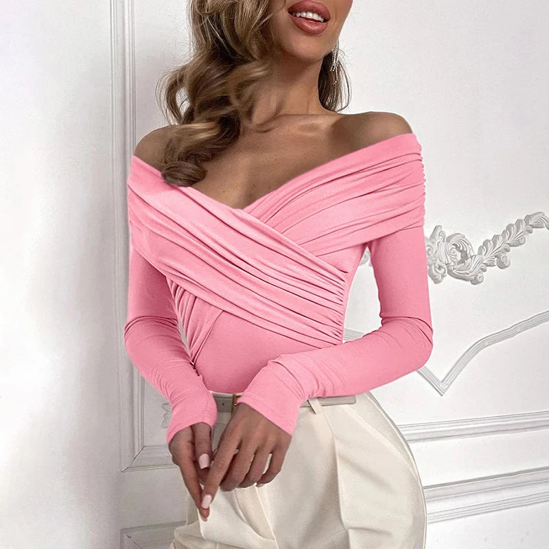 Sexy Bodysuits Women Fashion Black Crossed Folds Slim Rompers Long Sleeve Fashion Corset Casual Streetwear New Autumn Bodysuits