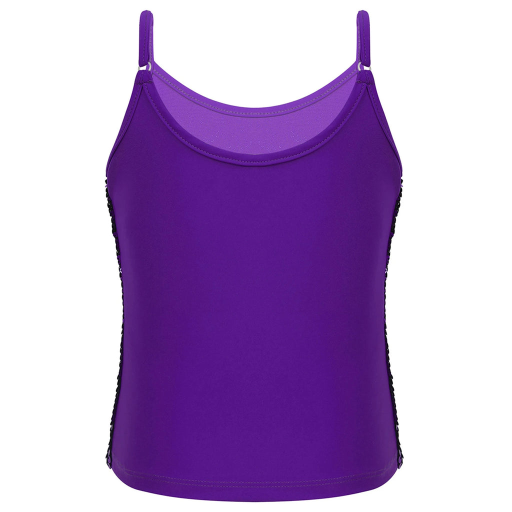 Womens Adjustable Spaghetti Straps Sparkly Sequin Tops Slim Fit Patchwork Tank Top for Pole Dancing Disco Night Out Costume