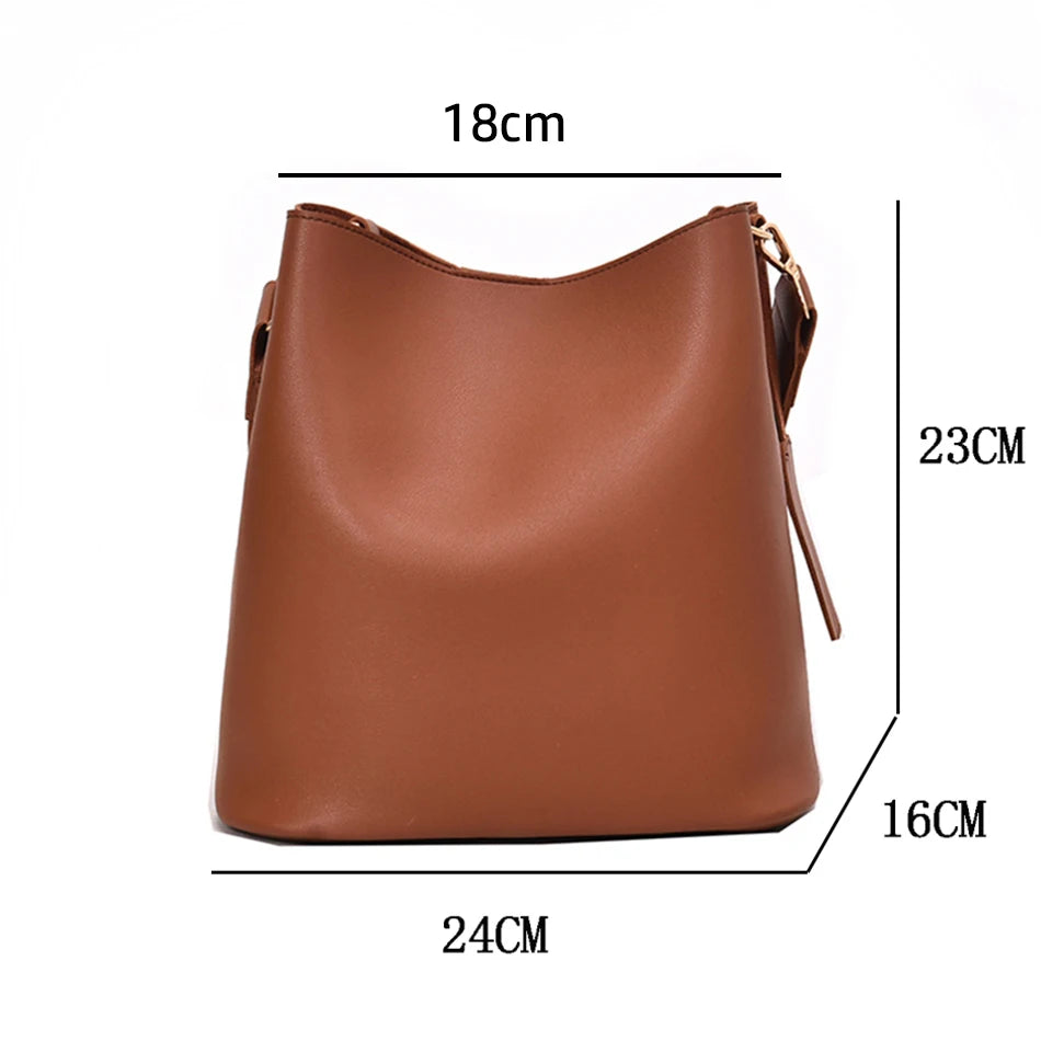 2piece/set Fashion Design Pu Leather Shoulder Crossbody Bag Casual Lady Tote Female Large Capacity Bucket purses and handbags