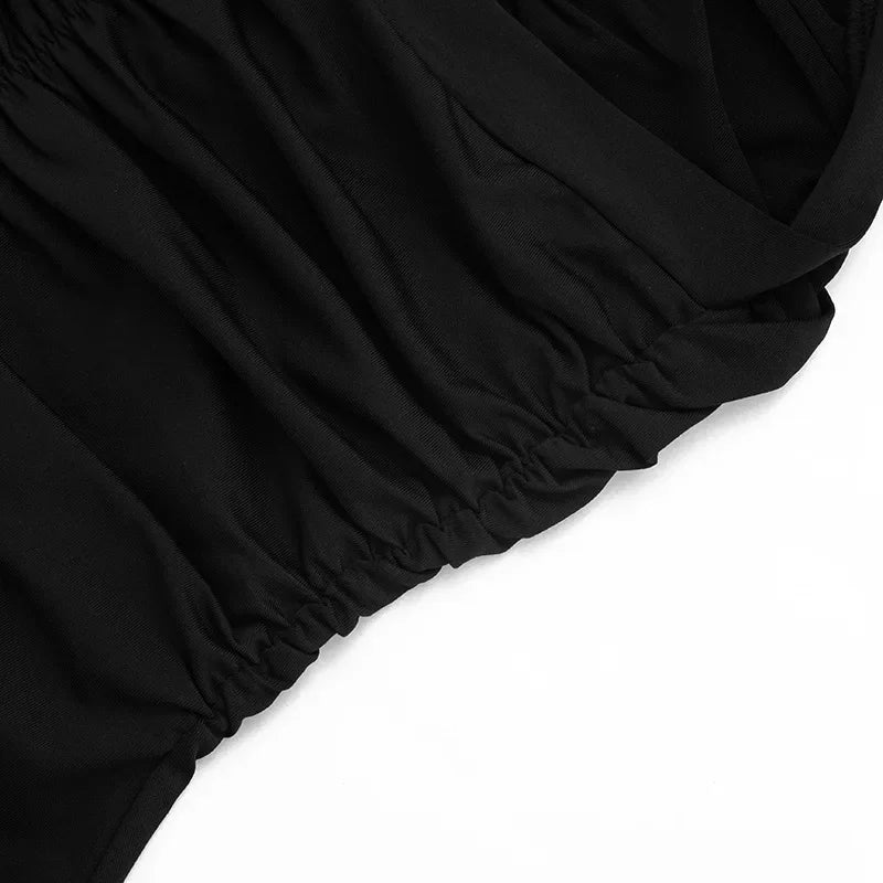 V-Neck Ruched Mini Dress