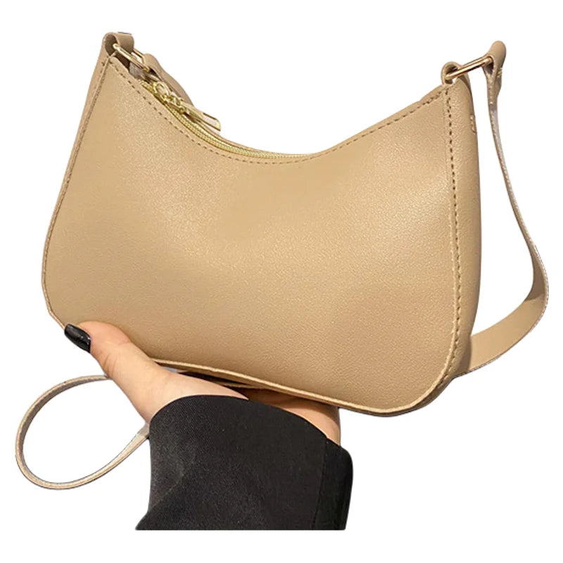 Women's Handbags Retro Solid Color PU Leather Shoulder Underarm Bag Fashion Casual Hobos Purses and Handbag Ladies Hand Bags