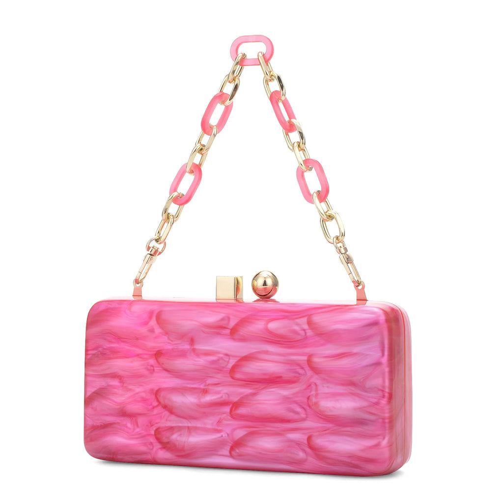 Luxury Evening Bag For Women Elegant Acrylic Hard Surface Ladies Clutch 5 Color Hangbag Party Wedding Shoulder Bags 2024 Fashion