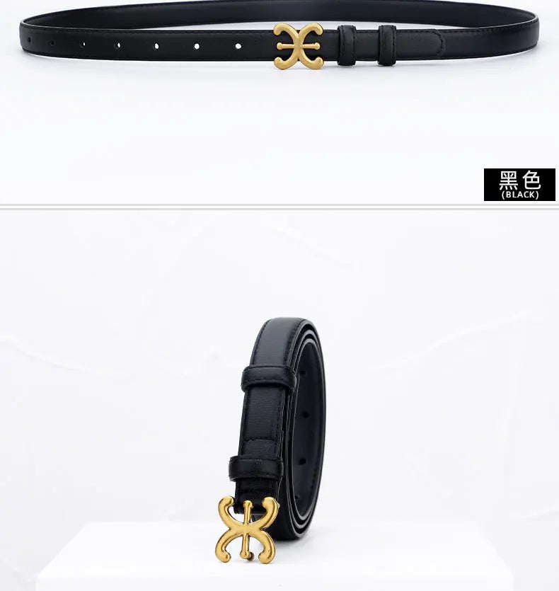 Women's luxury belts fashionable and trendy 1.8CM leather belts body metal buckle head suitable for dress trousers casual wear