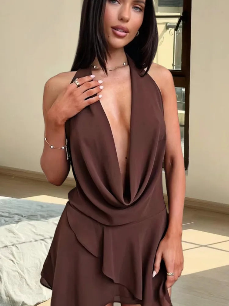 The Sleeveless  V-Neck Halter Dress