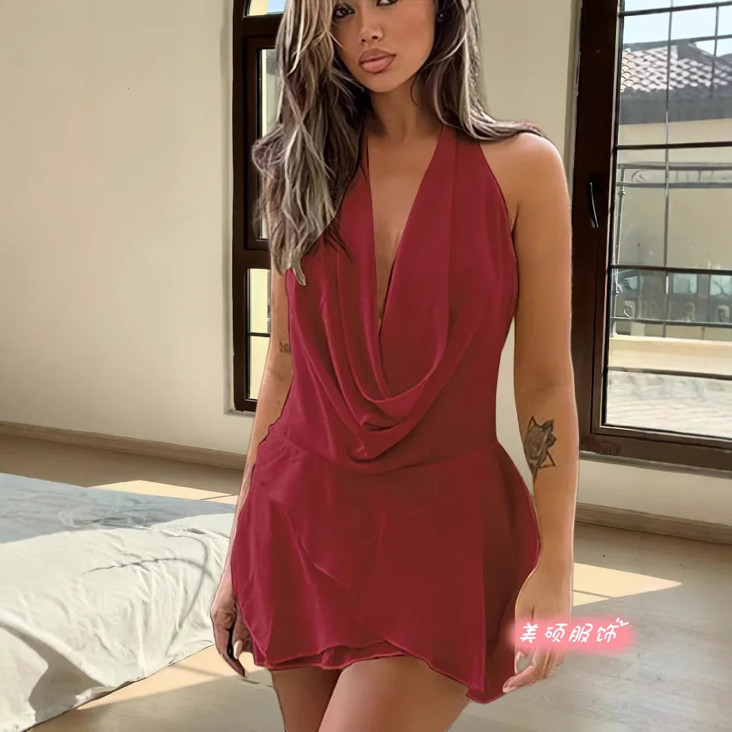 The Sleeveless  V-Neck Halter Dress