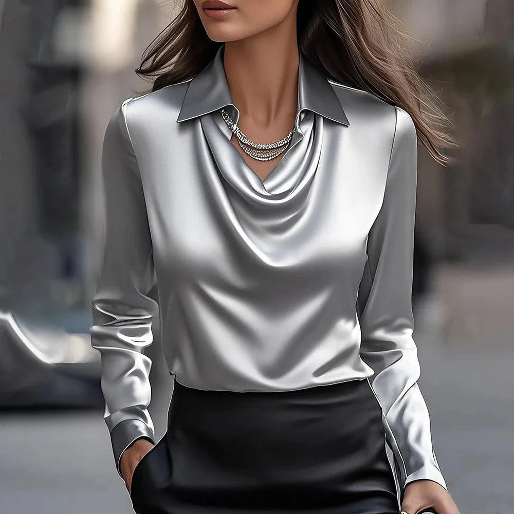 Women Long Sleeve Elegant Blouses and Shirts Solid Color Office Lady Business Work Wear Blusas Tops