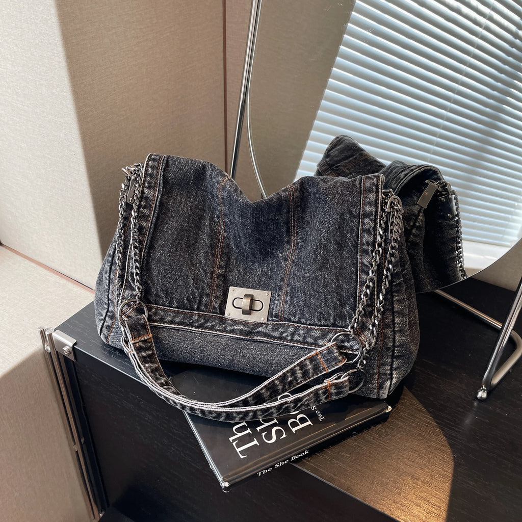 Denim bag women 2025 New fashion casual shoulder bags large capacity Tote Bag class commuting crossbody Bags for women bolsa sac