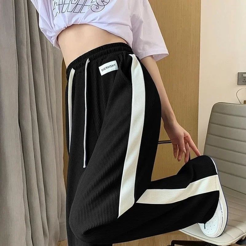 Sports Blue Joggers Female Pants Black Straight Leg Trousers for Women Clothes Elastic Waist Fitness Jogging Loose Sweatpants G