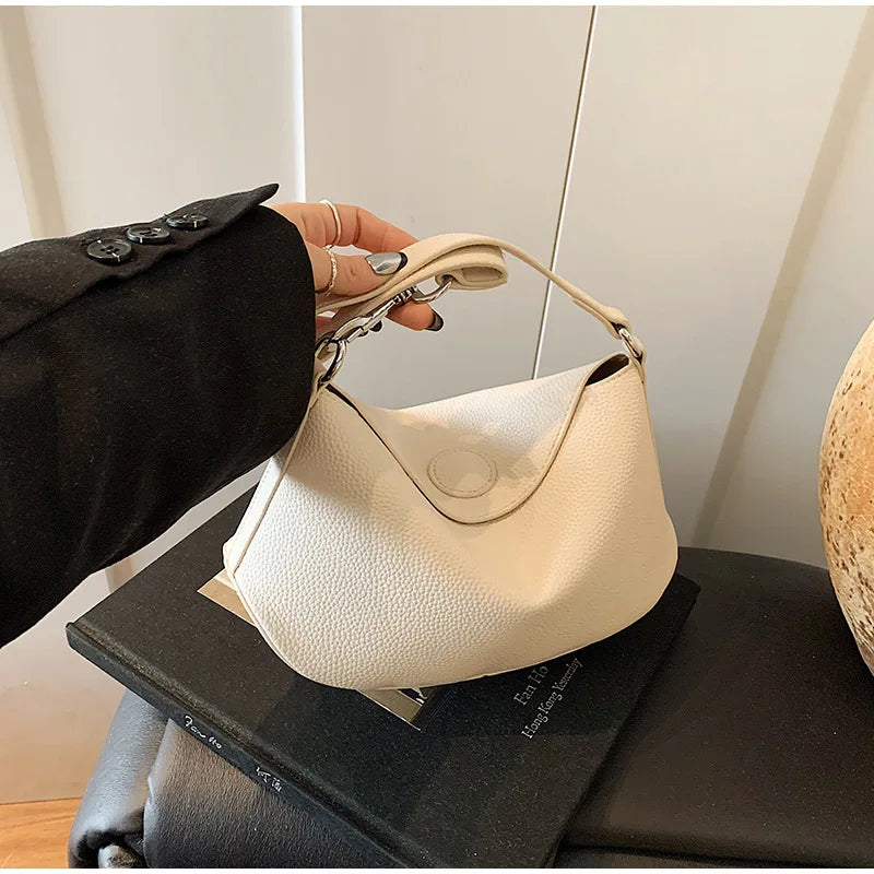 Pea Pod Crossbody Shoulder Bag,Women's Lychee Pebbled Pattern Women Dumpling Sling Bag,Chic Simple Minimalist Commuter Purse