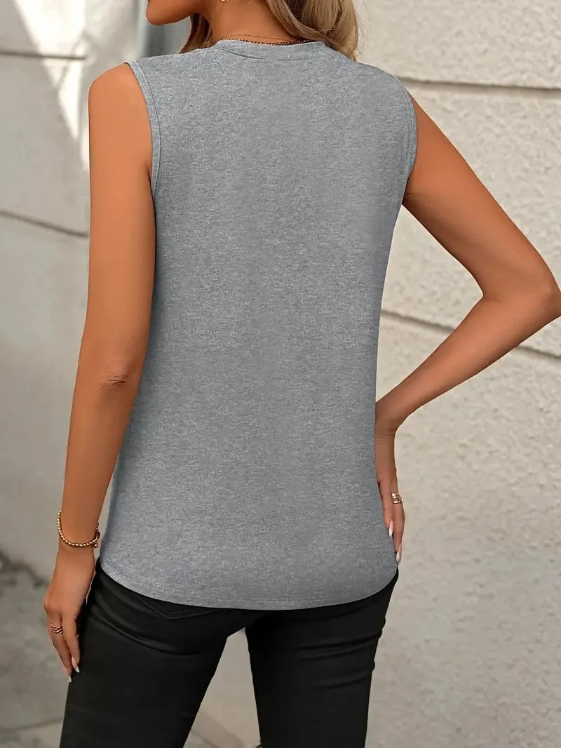 Women's Tank Top 2024 Summer Casual Splicing Cotton O Neck Loose Elegant Sleeveless Tops Women T Shirt Blusa Streetwear Clothing