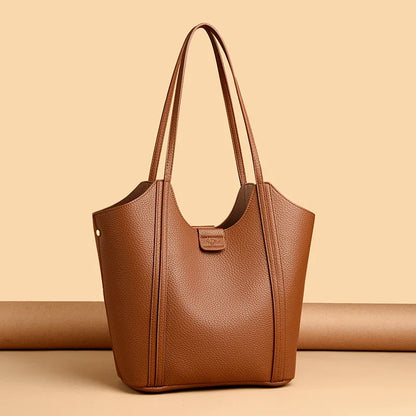 Elegant Women's Handbag Quality Leather Top-Handle Bag Ladies Solid Color Shoulder Crossbody Bag Casual Tote Purse Messenger Sac