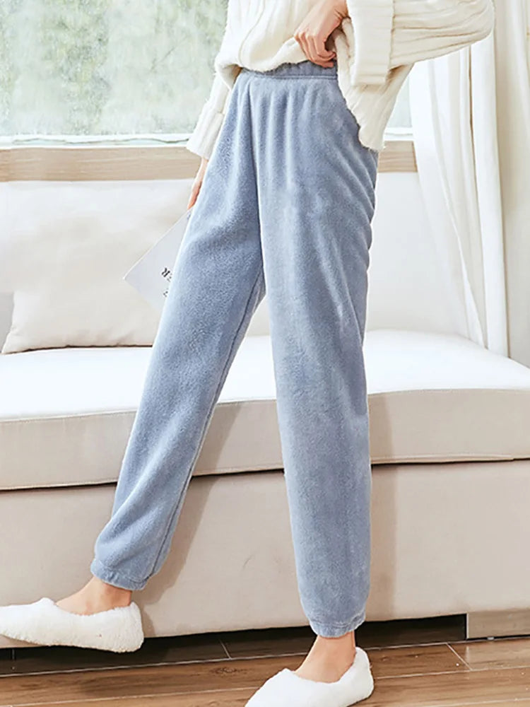 ITOOLIN Women Cashmere Pajama Sets Autumn Winter Woolen Pullovers And Pants 2 pieces Sets For Women Underwear Thermal Sets 2023