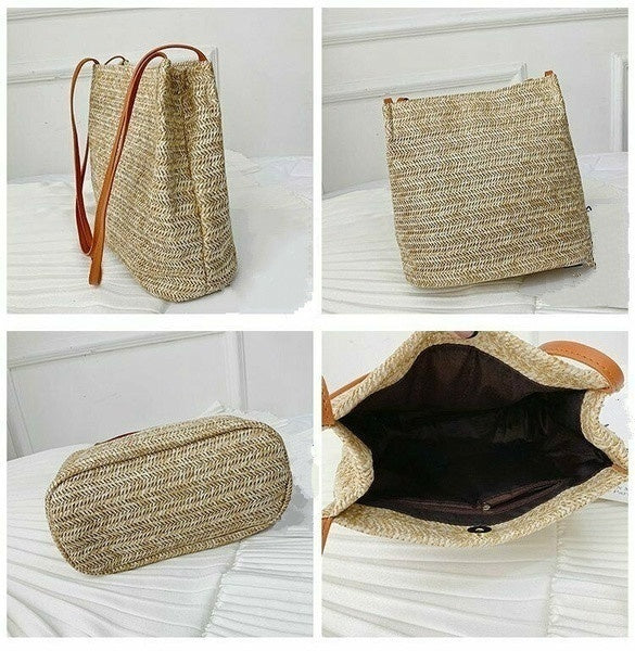 Women's straw woven handbag large rattan basket beach Bag Summer Women Messenger Crossbody Bags Girls Small Beach Handbag New