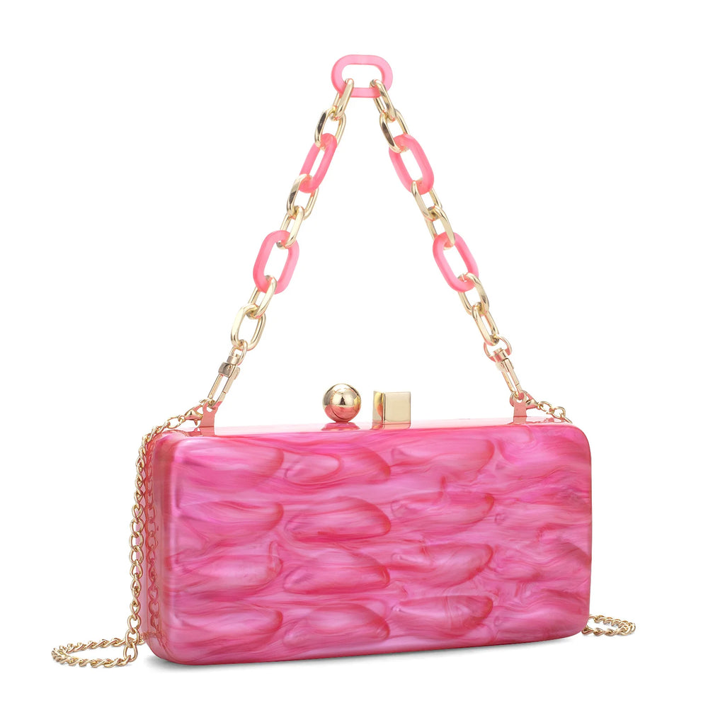 Luxury Evening Bag For Women Elegant Acrylic Hard Surface Ladies Clutch 5 Color Hangbag Party Wedding Shoulder Bags 2024 Fashion