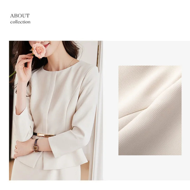 Women's Professional Dresses Suits, Women's Slim Temperament, Hip Dress Skirts, Hosts, Hotel Office Lady Overalls with Belt