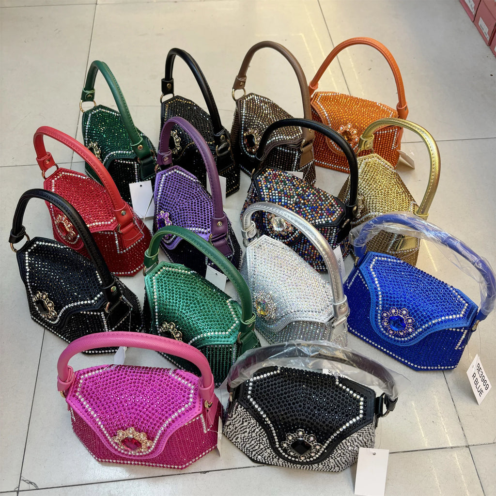 2025 Fashion Luxury Rhinestone Diamonds Shoulder Handbags For Women Thick Chain Crossbody Bag Ladies Handbag F5-823-5