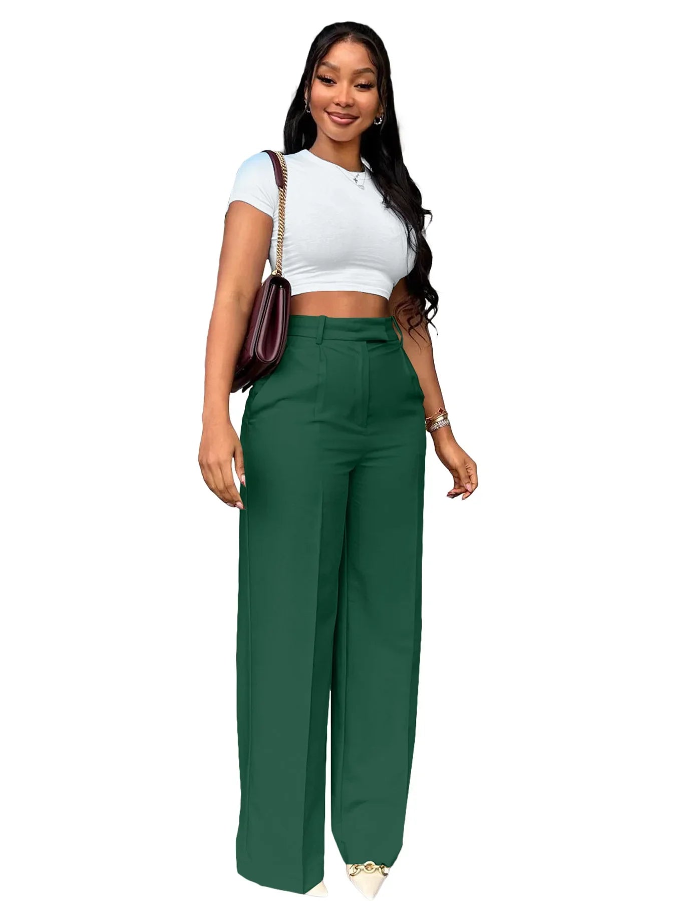 2025 New Women's Pants High Waist Straight Wide Leg Casual Pants