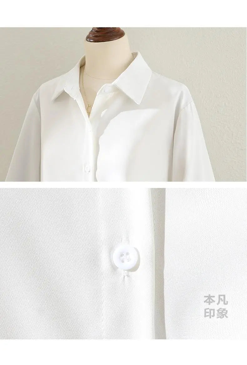 Blouses Tops Women White Black Long Lantern Sleeve Office Lady Temperament Autumn Winter Basic All-match Design Chic Female New