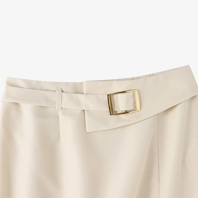 Fashion Work Slim Skirt Woman Vintage Zipper Pencil Midi Skirts Elegant OL Button Overskirts Female Autumn Solid Dresses