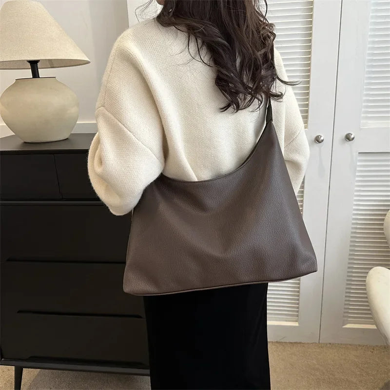 Soft Pu Leather Women Messenger Bags Fashion Vintage Ladies Shoulder Tote Bags Solid Color Female Large Capacity Handbags Purse