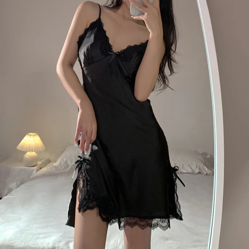 Lace Neck Lingerie Dress