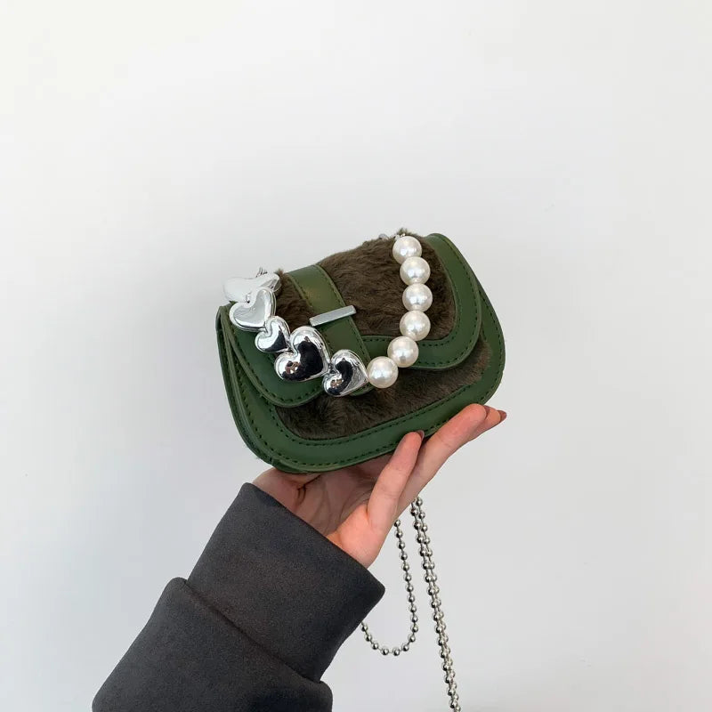 Luxury Designer Faux Fur Handbag Women Mini Fur Shoulder Crossbody Bag Ladies Fashion Party Purse Lipstick Bag Chain Clutches