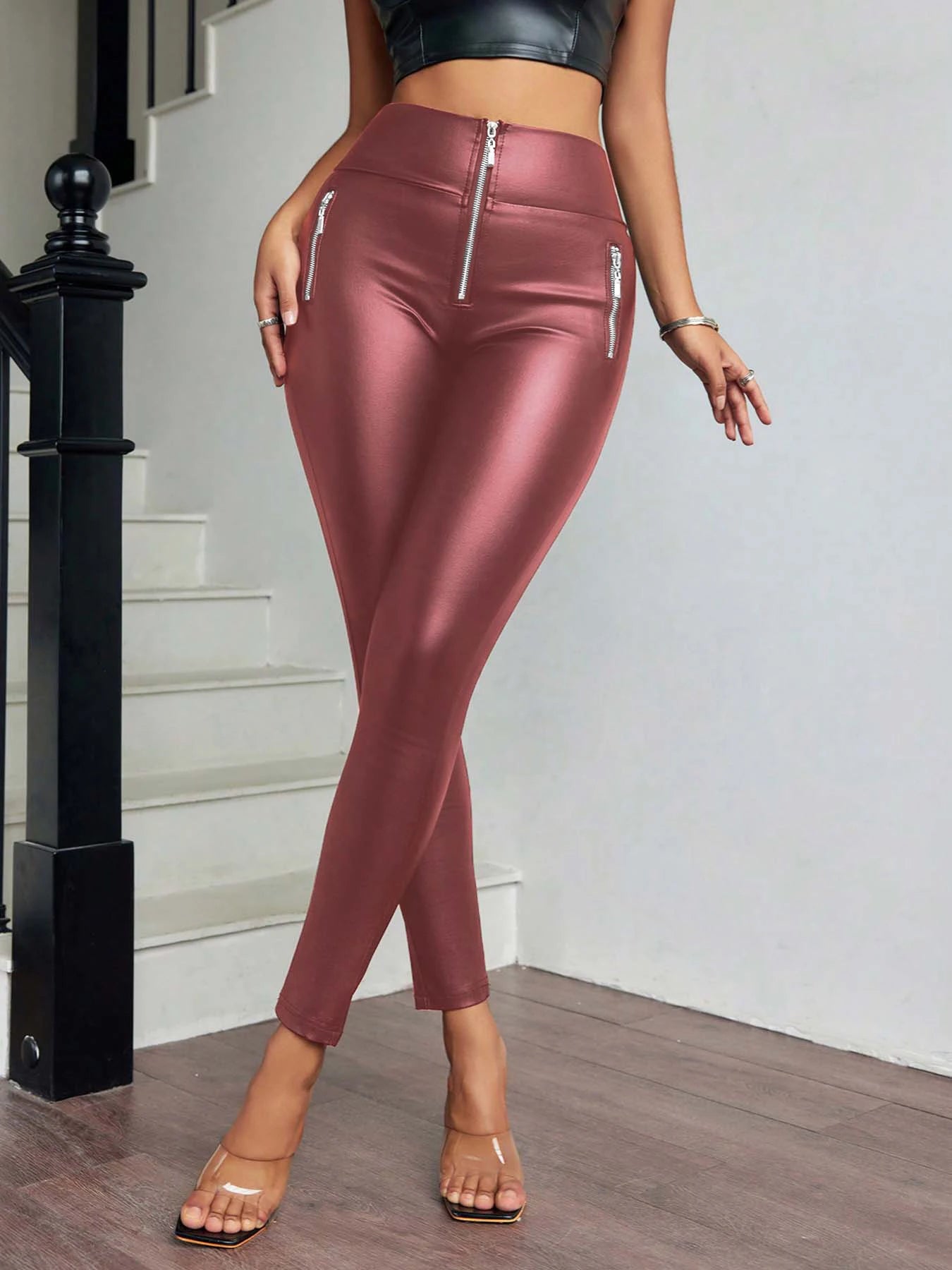 Casual Faux Leather Leggings