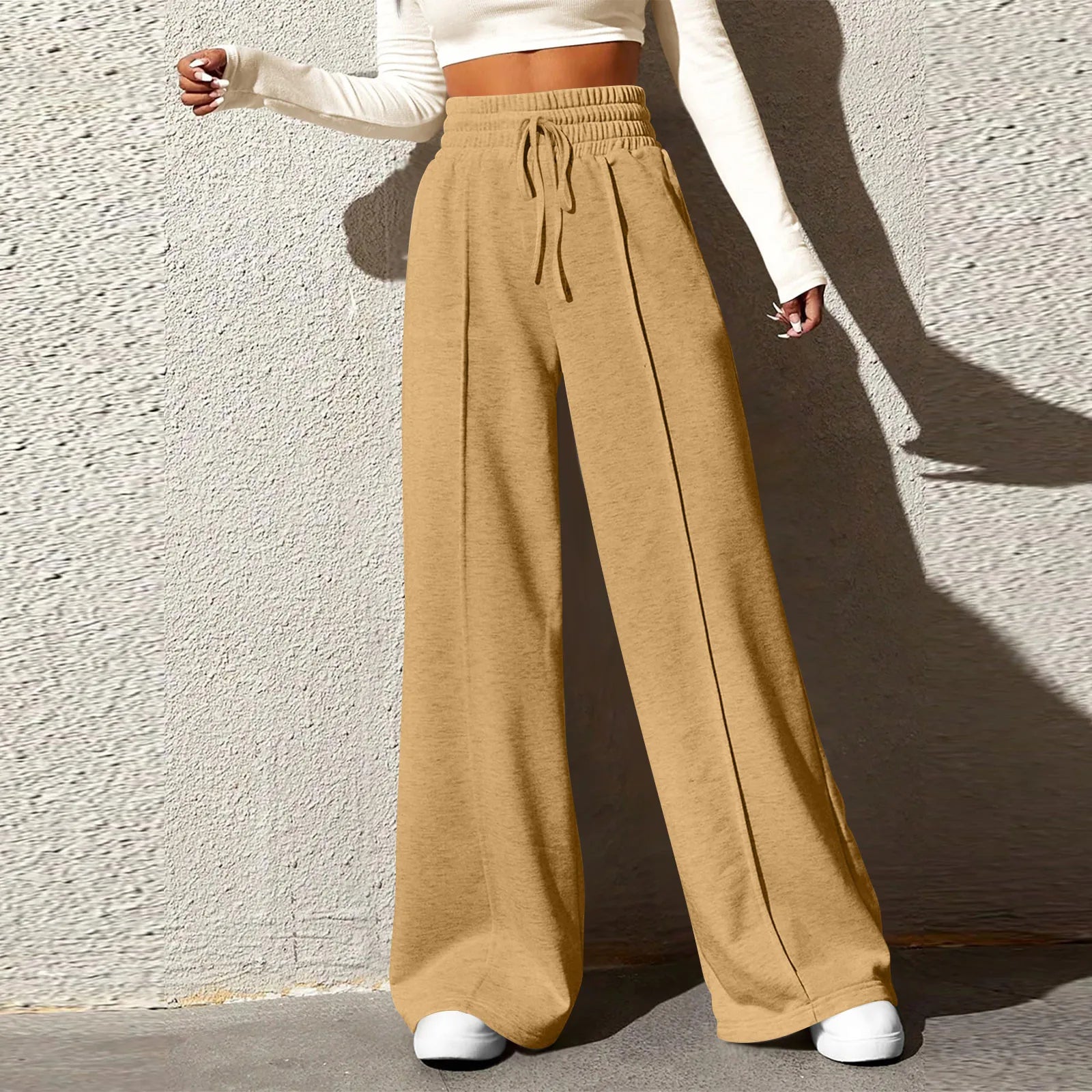 Wide Leg Pants For Women’S Fleece Lined Sweatpants Straight Pants Bottom All-Math Plain Fitness Joggers Pants Travel Basic