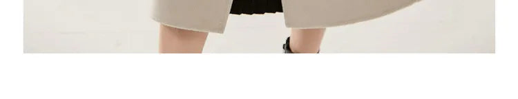 SENTUBILA Women 100% Wool Long Wrap Coat 2025 Elegant Notched Collar Belted Warm Double Faced Woolen Winter Overcoat W24O43352