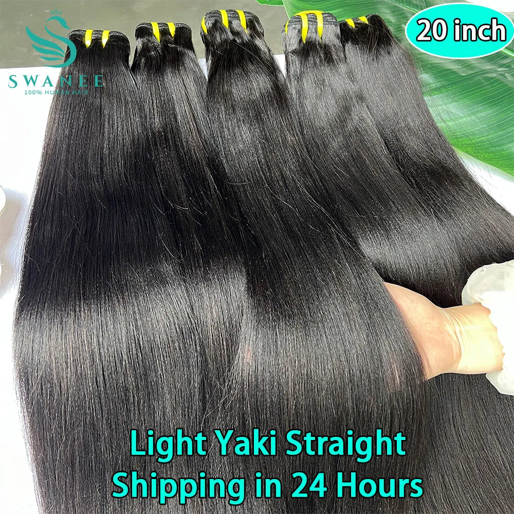 Light Yaki Straight 100% Raw Unprocessed Virgin Human Hair Extensions Wholesale for Black Human Hair Weave Bundle Salon Supply