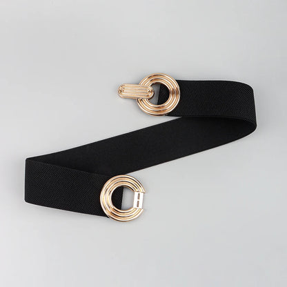 Fashion Dress Belts for Women Simple Waist Elastic Ladies Band Round Buckle Decoration Coat Sweater Party Belt Girdle Belt Gift