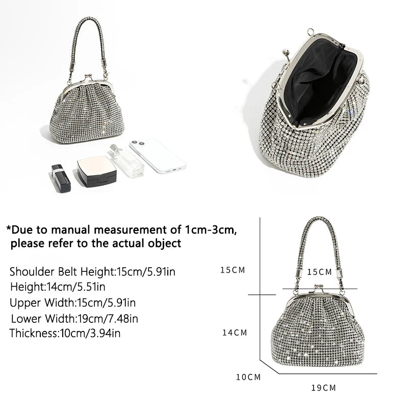 JIOMAY Women's Shiny Rhinestone Purse for Wedding Silver Clutch Bag evening Bag Luxury Clutch Bag Luxury Bags Designers Handbags