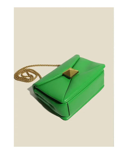 Early Spring Korean Style Cropped Studded Niche Chain Bag 2024 New Trendy Versatile Handbag Genuine Leather Small Square Bag