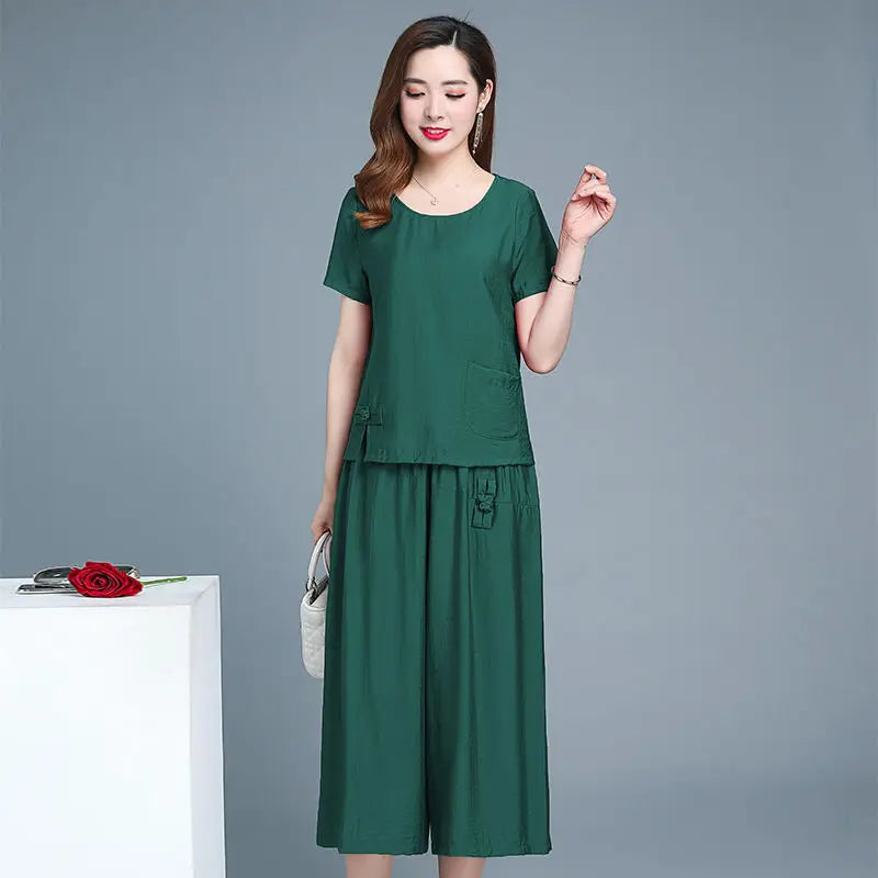 Large Size Pant Sets For Women 2 Pieces Clothes Promotion Casual Elegant Cheap New Chic Luxury Classy Wide Leg Trousers Woman