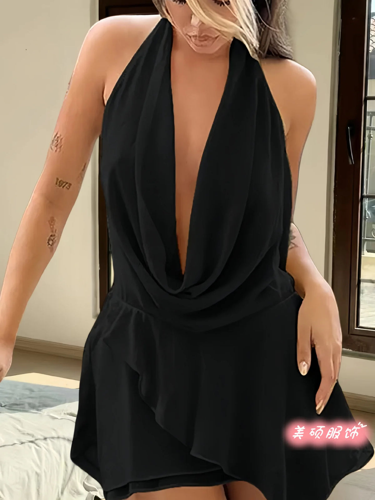 The Sleeveless  V-Neck Halter Dress