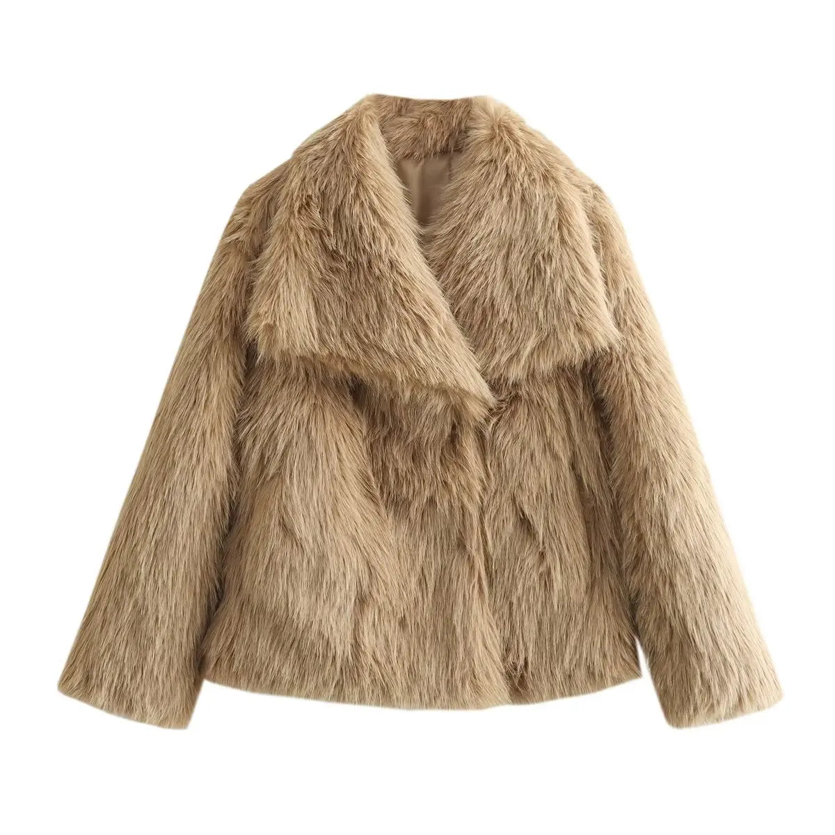 Women's 2025 New Large Lapel Thickened Coat Artificial Fur Effect Temperament Elegant Warm Jacket