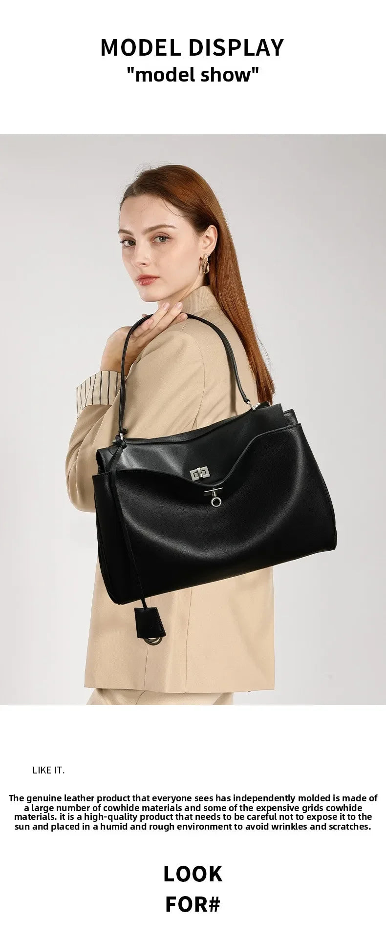 Rodeobag leather handbag, single shoulder crossbody bag, large capacity women's commuting high-end tote bag