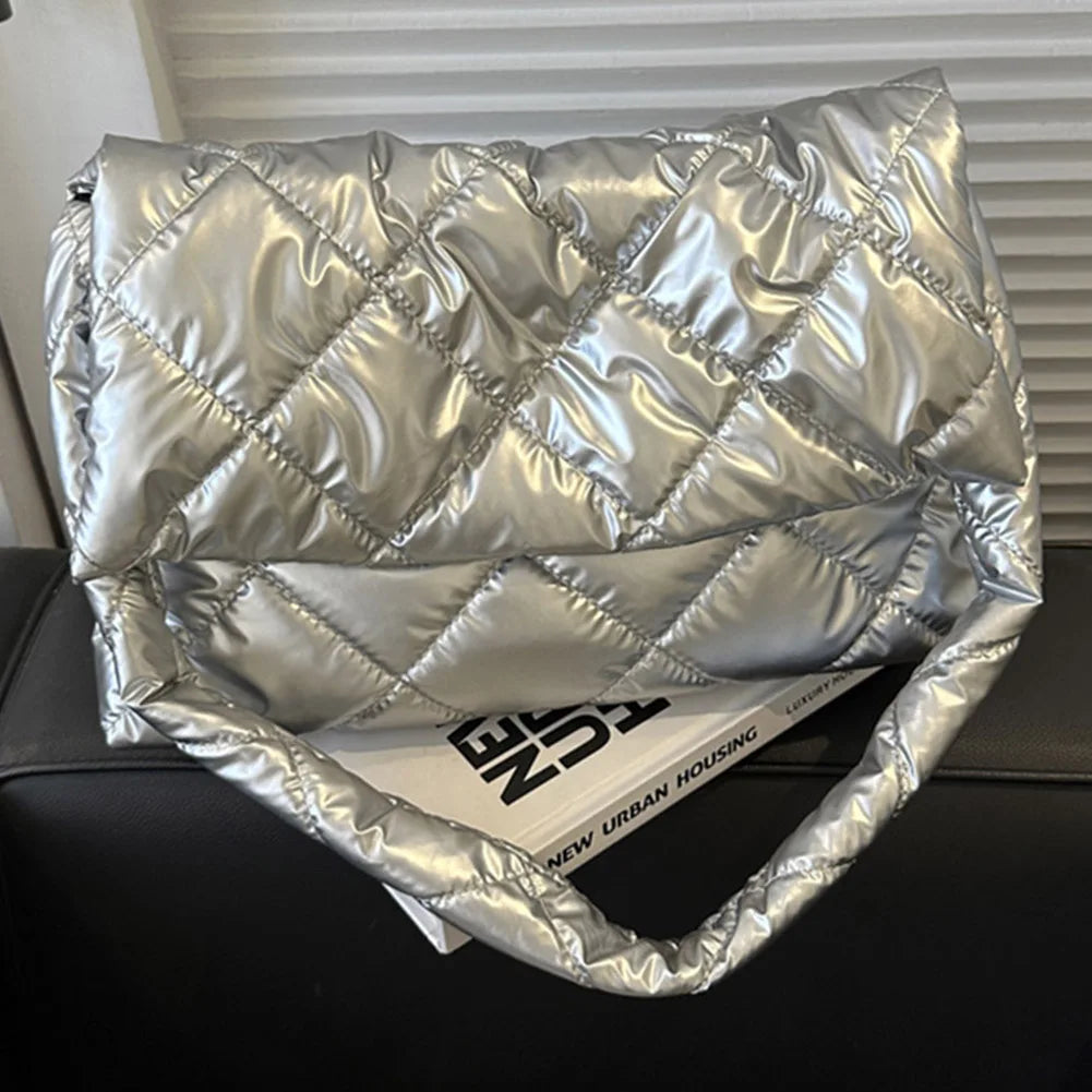 Puffer Tote Bag for Women Shoulder with Adjustable Strap Handbag Underarm Bag Purse Quilted Big Puffy Large Capacity Tote Bag