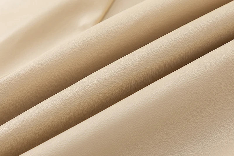 2025 Spring/Summer Women's PU Split Skirt High Waist Zipper Fold Leather Skirt European and American Sexy Hip Bag Skirt