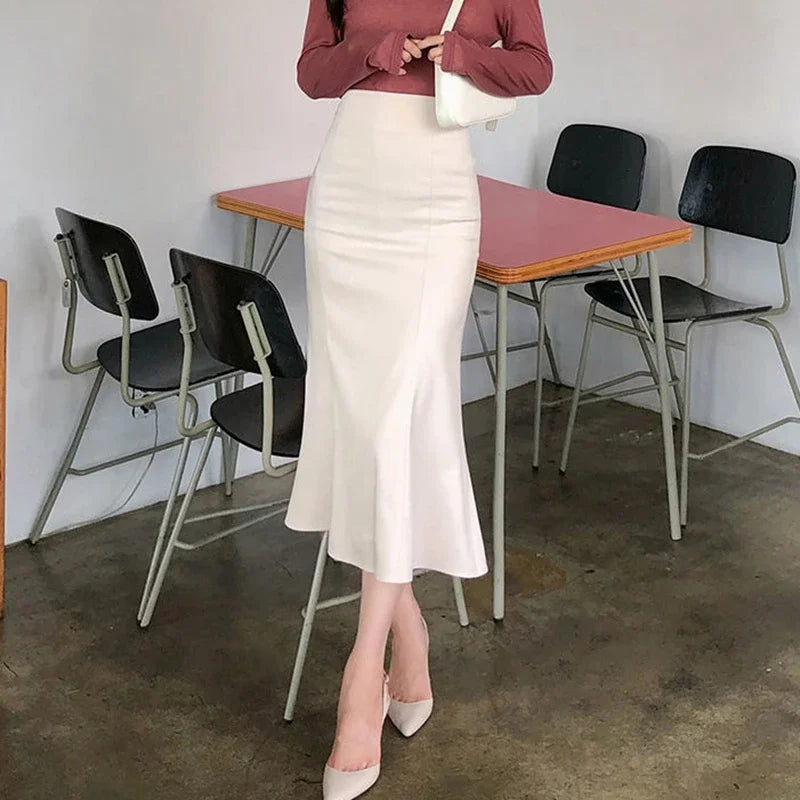 Elegant Office Long Skirts Women 2024 Fashion High Waist Bodycon White Black Skirt French Y2k Slim Corset Bridal Maxi Skirt XL