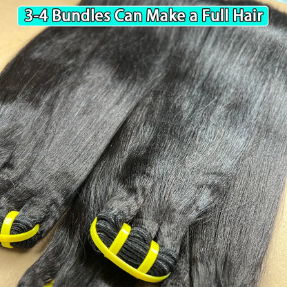 Light Yaki Straight 100% Raw Unprocessed Virgin Human Hair Extensions Wholesale for Black Human Hair Weave Bundle Salon Supply