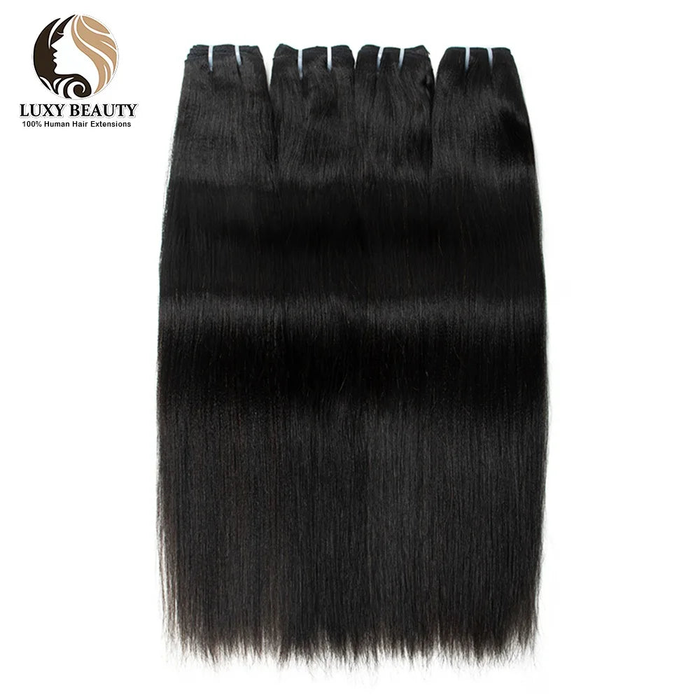 Light Yaki Straight Bundles Human Hair Weaving Natural Black Yaki Straight Human Hair Weft Double Weft Brazilian Remy Hair 100g