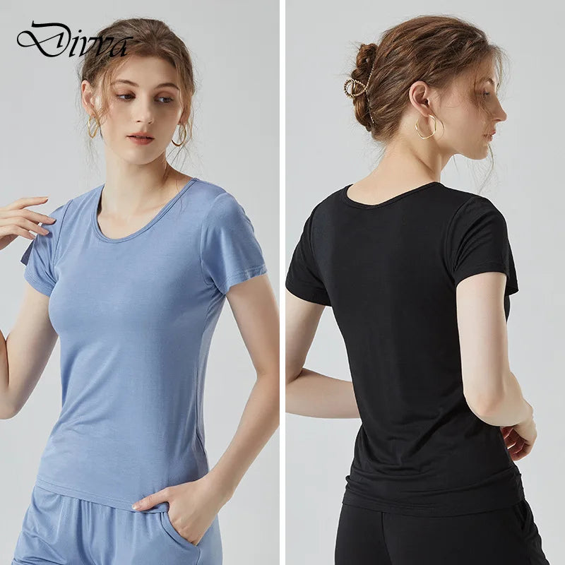 Women's T-Shirt with Chest Pad Tops  One-Piece Bra Cup Slim T Shirt Female Summer Top Bottoming Shirts Home Wear Women Pajamas